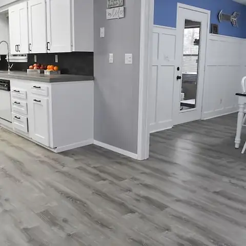 Kitchen with white cabinets